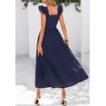 thumbnail image 2 of Vestido largo PRETTYGARDEN de algodón azul marino con cuello cuadrado para mujer, 2 of 9