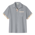 thumbnail image 5 of Hogleaql Mens Casual Button Shirts Short Sleeve Down Summer Shirt Plus Size Solid Loose for Beach Vacation Work Tops Gray 3XL, 5 of 5