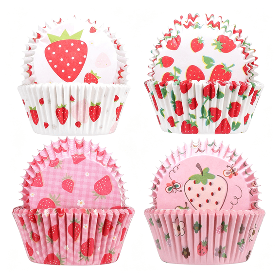 BPPEG Cupcake Liners for Baking, 100Pcs Strawberry Cupcake Liners Standard Size 2 Inch Muffin Liners Disposable Cupcake Holders Baking Cups Cupcake Wrapper for Wedding Birthday Party Favor,1 Box