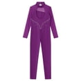thumbnail image 6 of Sholeno Girls Turtleneck Long Sleeve Hollow Back Gymnastics Ballet Leotard Skating Unitard Bodysuit Purple 8, 6 of 7