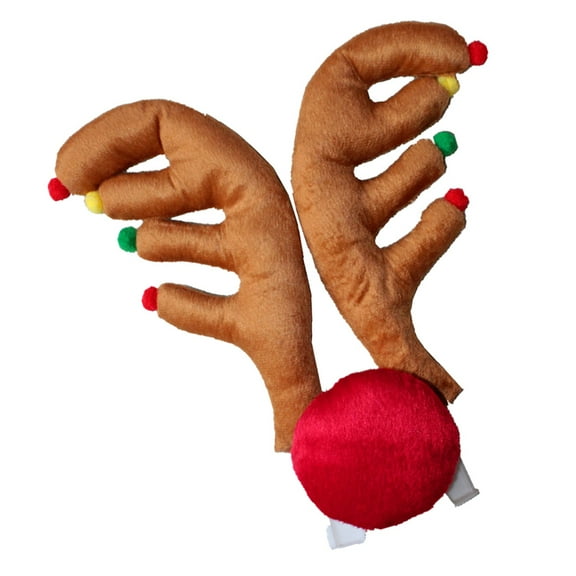 GETAJGHSD Car Decorations Christmas Antlers and Nose Kit Multi Color Durable Fabric for Vehicle Decoration