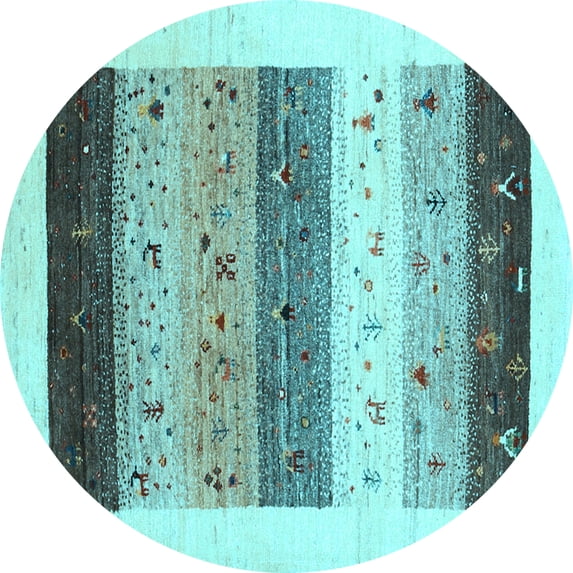 Ahgly Company Indoor Round Solid Light Blue Modern Area Rugs, 8' Round