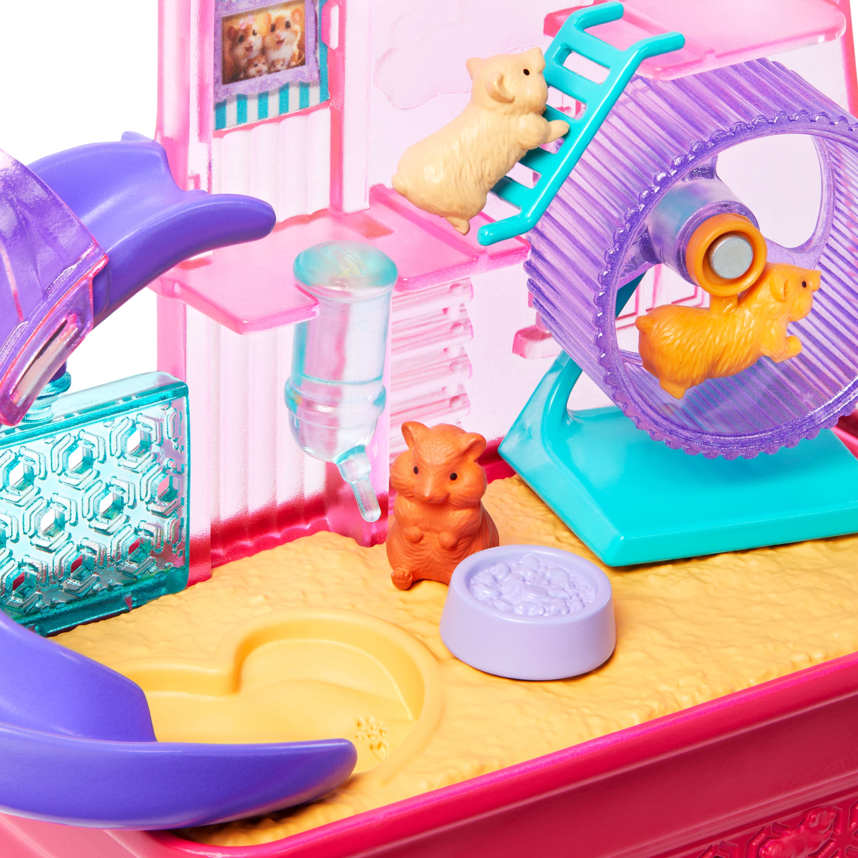 Barbie World Hamster Pet Playground Playset with 9 Pieces Including Wheel, Hamsters, & Food Accessor(图3)