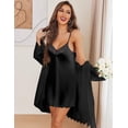 thumbnail image 3 of Ekouaer 2 Pack Sexy Nightgowns for Women Satin Lingerie Babydoll Negligee Slip Nightie Teddy Chemise, 3 of 6