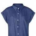 thumbnail image 4 of Pisexur Denim Robe Chemise en pour Femmes Longueur Genou Manches Courtes Robe en Jean Boutonnée Tunique Décontractée avec Poches, 4 of 6