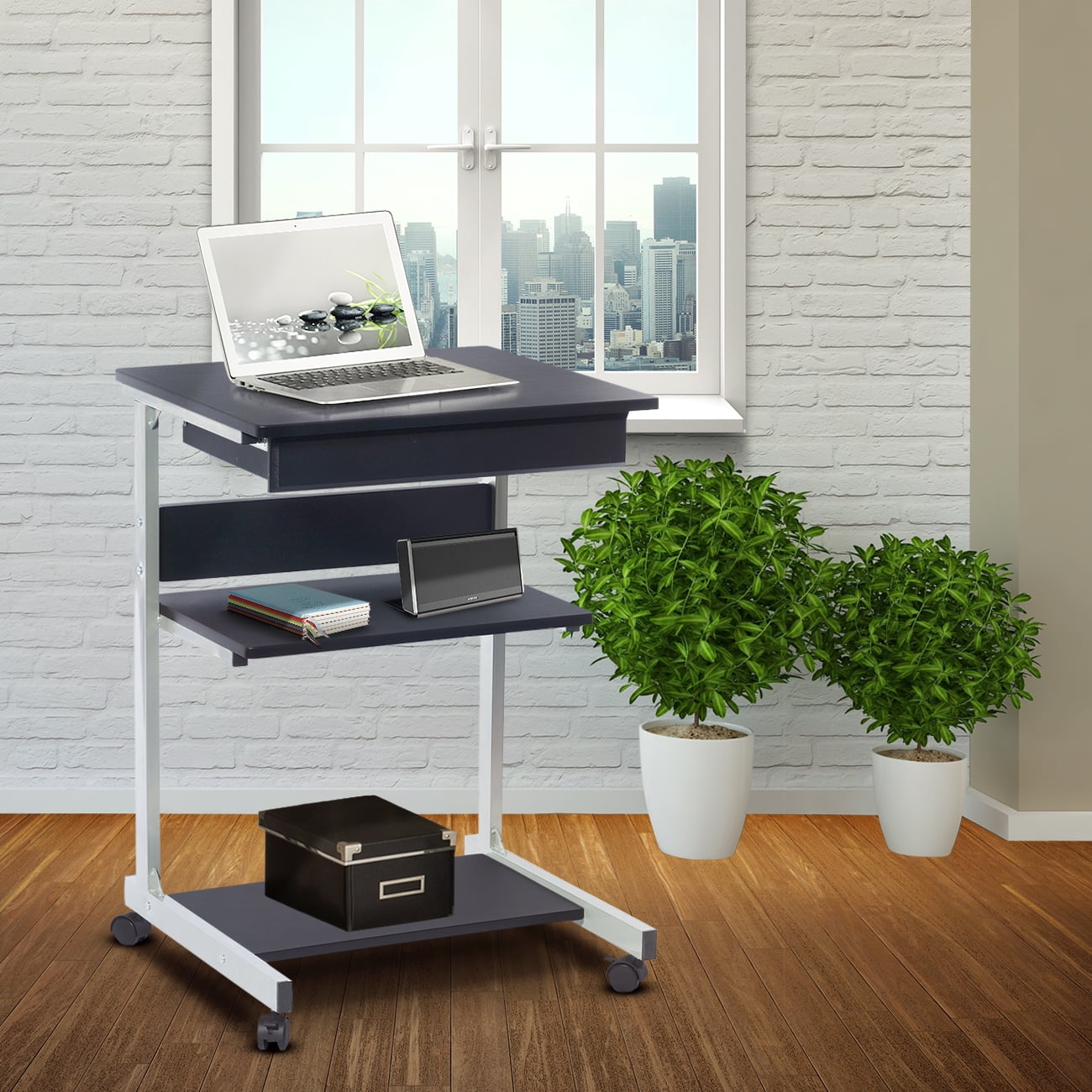 Techni Mobili Rolling Laptop Cart with Storage, Graphite (RTAB018