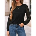 thumbnail image 2 of Long Sleeve Shirts for Women Dressy Casual Lace Tops 2025 Fall Outfits Business T-Shirts Work Blouses Clothes Black L, 2 of 6
