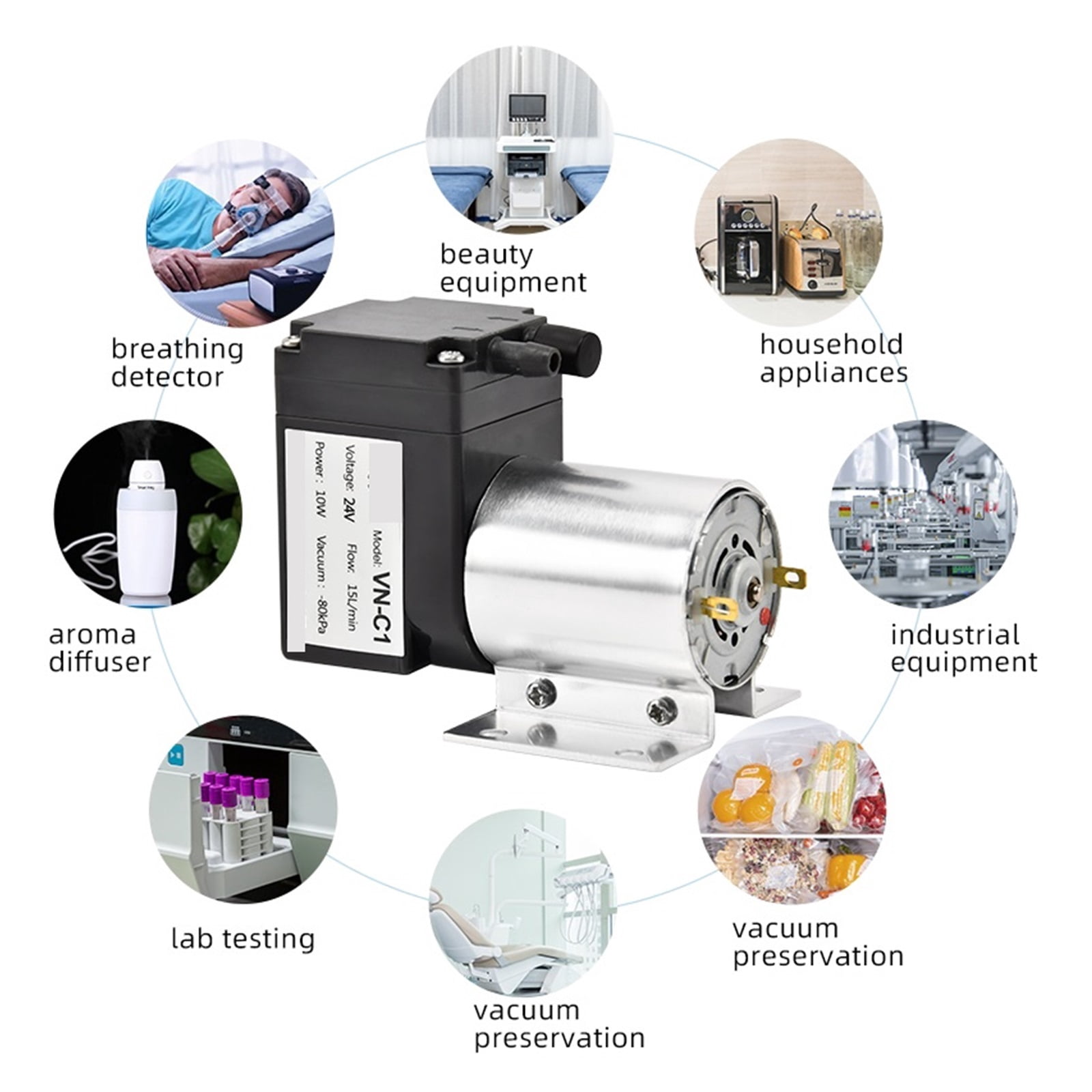 DC 12V/24V Mini Small Negative Piston Vacuum Pump, Pressure Suction Diaphragm Portable Vacuum Pump VN-C1