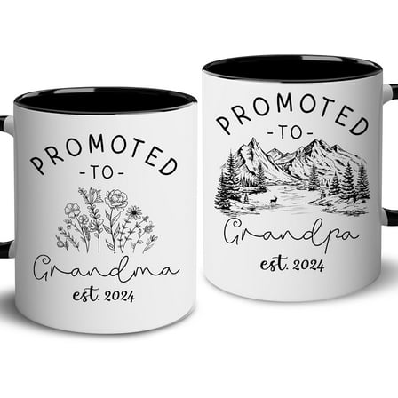 BSQUIELE Grandma Grandpa Gifts Set - Promoted To Grandma Grandpa 2024 - New Grandparents, Soon To Be Grandparents - First Time Grandma Grandpa Gifts - Baby Pregnancy Announcement Gifts 11OZ