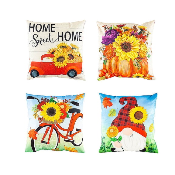 Evergreen Interchangeable Pillow Cover Set of 4, Sunflowers