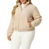 Agnes Orinda Juniors Plus Size Stand Collar Zipper Front Lightweight Puffer Jacket