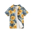thumbnail image 4 of Abcomgle Boys Hawaiian Shirt 5/6 Button Down Short Sleeve Hawaii Shirts for Boys Cartoon Floral Print Vacation Boys Shirts,Ginger,10-11Years, 4 of 5