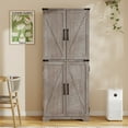 thumbnail image 7 of ACCOHOHO 72" Tall Kitchen Pantry Cabinets, Farmhouse Storage Cabinet with Barn Door, Drawer & Adjustable Shelves for Kitchen, Dining Room, Bathroom, Rustic Grey, 7 of 7