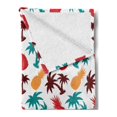 thumbnail image 2 of Pineapple Soft Flannel Fleece Throw Blanket, Lively Multi-Colored Tropical Pineapple Palm Trees Island Themed Silhouettes, Cozy Plush for Indoor and Outdoor Use, 60" x 80", Multicolor, by Ambesonne, 2 of 5