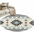 thumbnail image 2 of 4ft Round Rug, Southwest Ethnic Non-Skid Rubber Backing Large Area Rugs - Living Room Bedroom Home Office, Boho Aztec Tribal Abstract Aesthetic Indoor Floor Mat Carpets Washable Rug, 2 of 9
