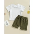 thumbnail image 4 of Bagilaanoe 2pcs Toddler Baby Boy Short Pants Set Letter Print Short Sleeve T-Shirts Tops + Shorts 6M 12M 18M 24M 3T Kids Casual Summer Outfits, 4 of 7