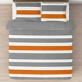 thumbnail image 2 of Gray, Orange and White Childrens, Teen 3 Piece Full/Queen Boys Stripe Bedding Set Collection, 2 of 4