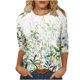 thumbnail image 2 of Fiudx Ofertas Flash Del Día Blusa Holgada con Estampado de Pascua y Cuello Redondo Retro de Manga Tres Cuartos a La Moda para Mujer, 2 of 4