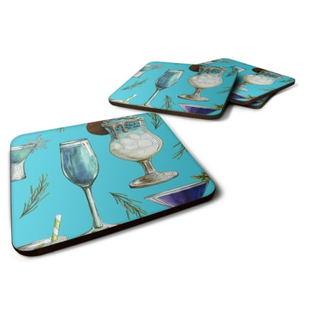 

Carolines Treasures BB5203FC Drinks and Cocktails Blue Foam Coaster Set of 4 3 1/2 x 3 1/2 multicolor