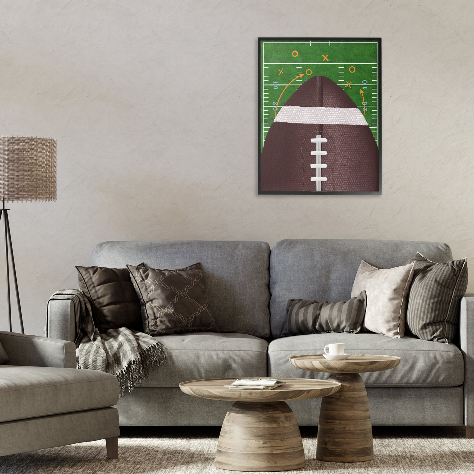 Stupell Industries Football Field Tactics Black Framed Giclee Art, design by Jennifer Stith
