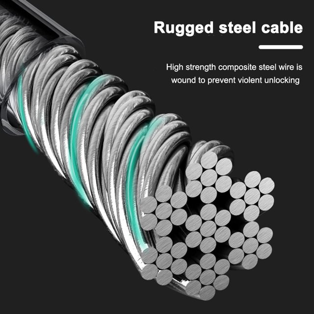 Candado de combinación Candados para bicicleta MTB de 5 dígitos Cable antirrobo (17,2x570 mm) Negro JShteea Accesorios para bicicletas