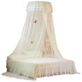 thumbnail image 1 of Dosel de cama universal con cúpula, entrada individual, malla fina, cortina de encaje, estilo princesa, decoración de dormitorio, fácil instalación, color blanco, 1 of 8