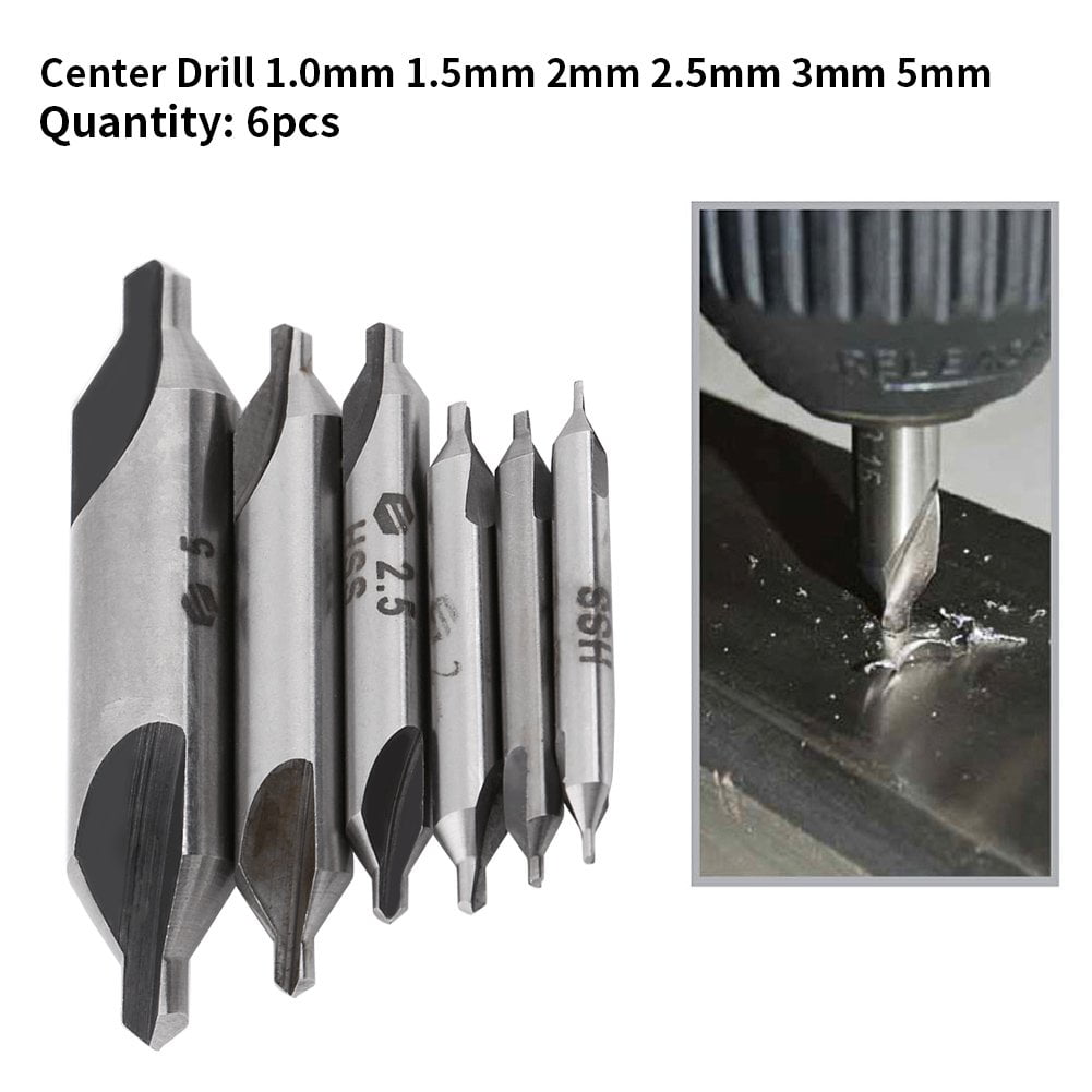 6pcs 1/1.5/2/2.5/3/5mm 60 Degree Triton Stainless HSS Center Drill Bit Set Lathe Mill Combined Centre Drill Countersink for Metal