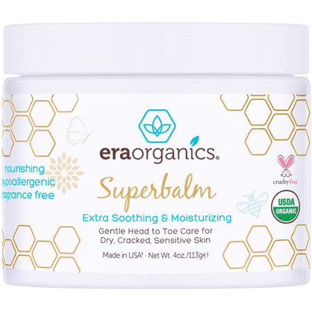 Era Organics Healing Ointment for Babies - USDA Certified Organic Natural Gentle Moisturizer for Sensitive Skin Prone To Baby Eczema, Cradle Cap, Rashes, Hives & More Super Balm 4 Ounce