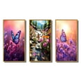 thumbnail image 2 of Designart "Pink Butterfly at Sunset IV" Animals Butterfly Framed Wall Art Set Of 3 - Pink Butterfly Frame Canvas Set For Living Room Decor, 2 of 6