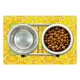 thumbnail image 1 of Yellow Pet Mat for Food and Water, Lemon Orange Lime Fruit Citrus Round Cut Circles Big and Small Pattern, Non-Slip Rubber Mat for Dogs and Cats, 18" X 12", by Ambesonne, 1 of 1