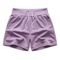 thumbnail image 5 of VBVC Women's Cotton Bermuda Sweat Shorts , Drawstring High Waisted Shorts For Women,Ladies' Knee Length Shorts with Pockets,Purple,XS-2XL, 5 of 7