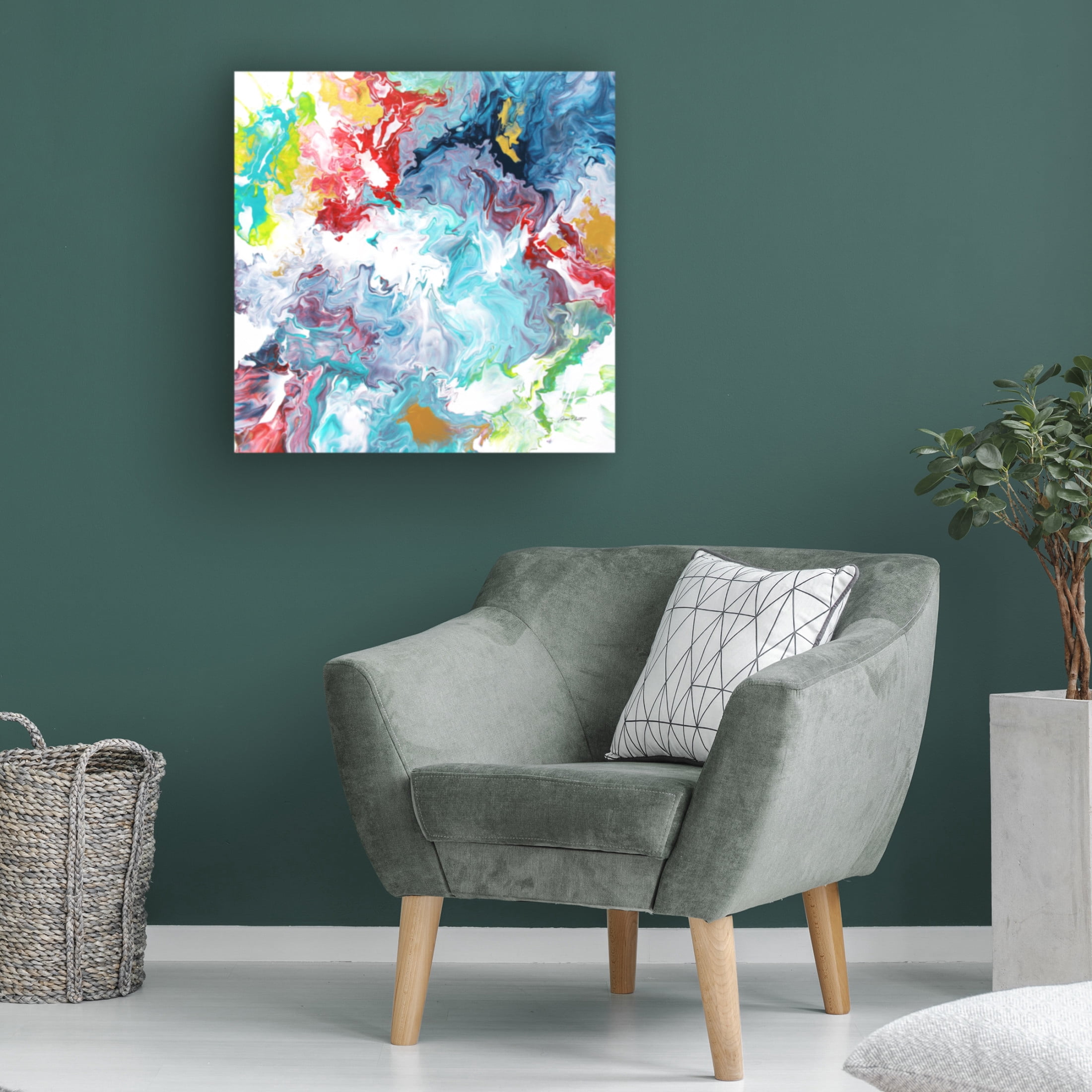 Canvas Wall Art - Jean Plout 'Abstract Pouring B' Wall Art for Living Room, Bedroom, or Office Décor by Trademark Fine Art - 14 x 14 Inches