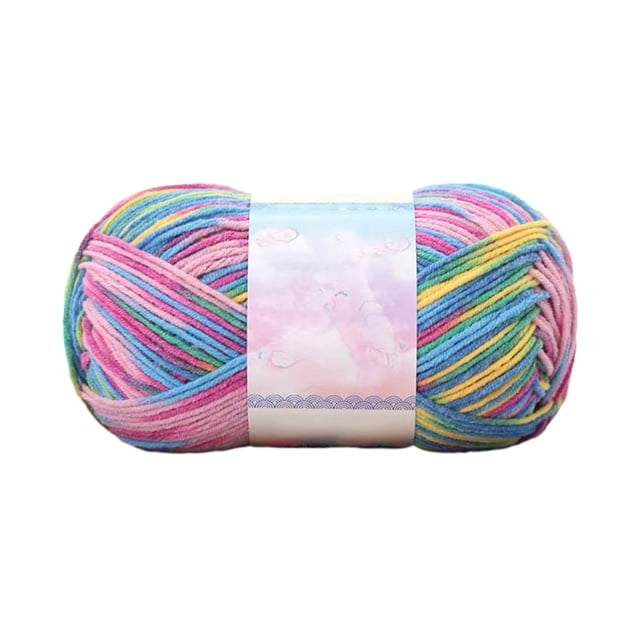 Hilo de lana de leche teñido anudado, hilo grueso para tejer, ganchillo, manta de bebé, 142 yardas (426 pies), hilo suave de mezcla de algodón para prendas de vestir y accesorios, multicolor, azul,