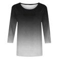 thumbnail image 5 of aidice 3/4 Length Sleeve Womens Tops Casual Round Neck Fitting Tee Shirts Comfy Gradient Color Shirts, 5 of 5
