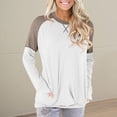thumbnail image 2 of Femmes Décontracté Patchwork Poches Col Rond Chandail Manches Longues Blouse T-shirt Hauts, 2 of 9