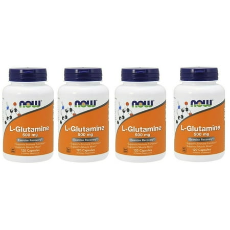 Now Foods Supplements, L-Glutamine 500 mg, 120 Veg Cap 4 Pack