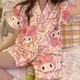 thumbnail image 4 of Conjunto de pijamas de verano de conejo con botones, transpirable, 2 piezas, ropa de dormir de manga corta para mujer, top y pantalón para el hogar XXL 165-170 cm 70-77 kg, 4 of 12