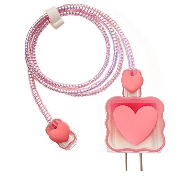 1 juego de cable de protección de cargador gradiente Love para Apple de 20 W (cargador no incluido)