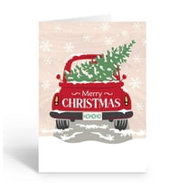 Red Farm Christmas Truck with Christmas Tree in the Back Holiday Card - 12 Cards with Envelopes - Christmas - B18047