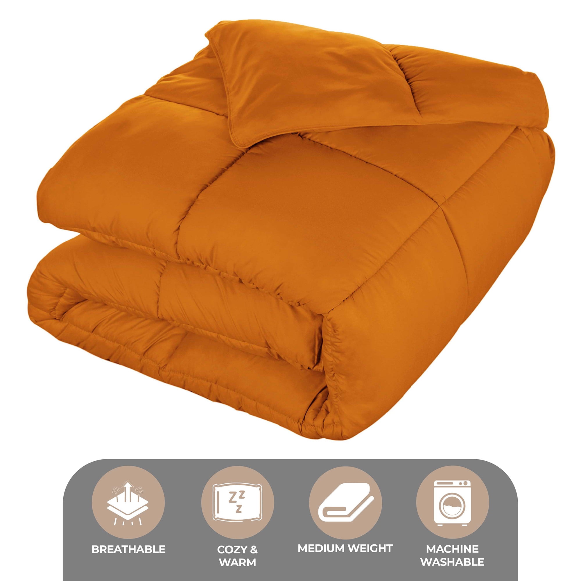 Superior Solid Comforter Down Alternative Bedding, Queen, Dusty Orange