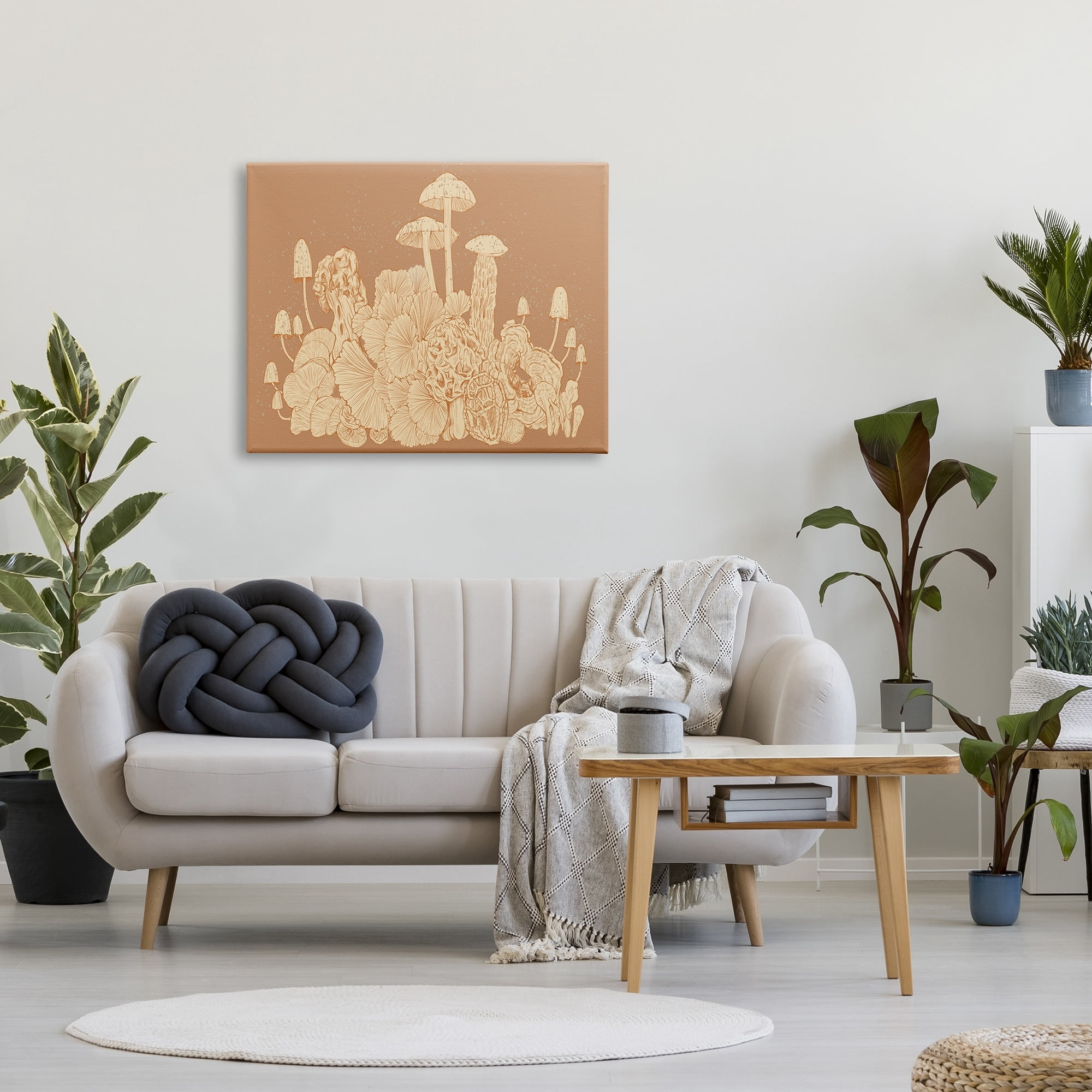 Stupell Industries Neutral Beige Woodland Mushrooms Botanical & Floral Painting Gallery Wrapped Canvas Print Wall Art