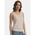 thumbnail image 3 of Women V Neck Tank Tops Summer Sleeveless Casual Tops Loose Fit Banded Bottom Shirts, 3 of 6