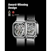 CIGA Design Automatic Mechanical Watch C Series Skeleton Analog Wrist Watch with Milanese and Leather Strap Sapphire Crystal Mirror Gifts for Men and Women