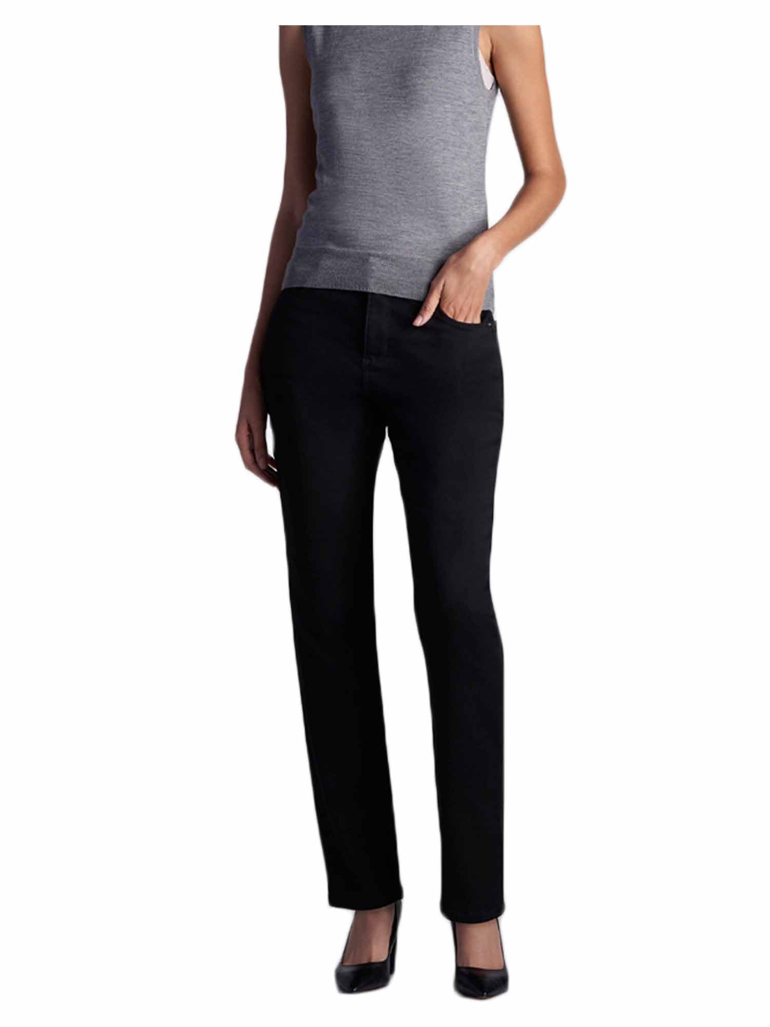 Lee - Lee Womens Platinum Label Classic Fit Straight Leg Jeans (Black, 10 Medium) - Walmart.com 