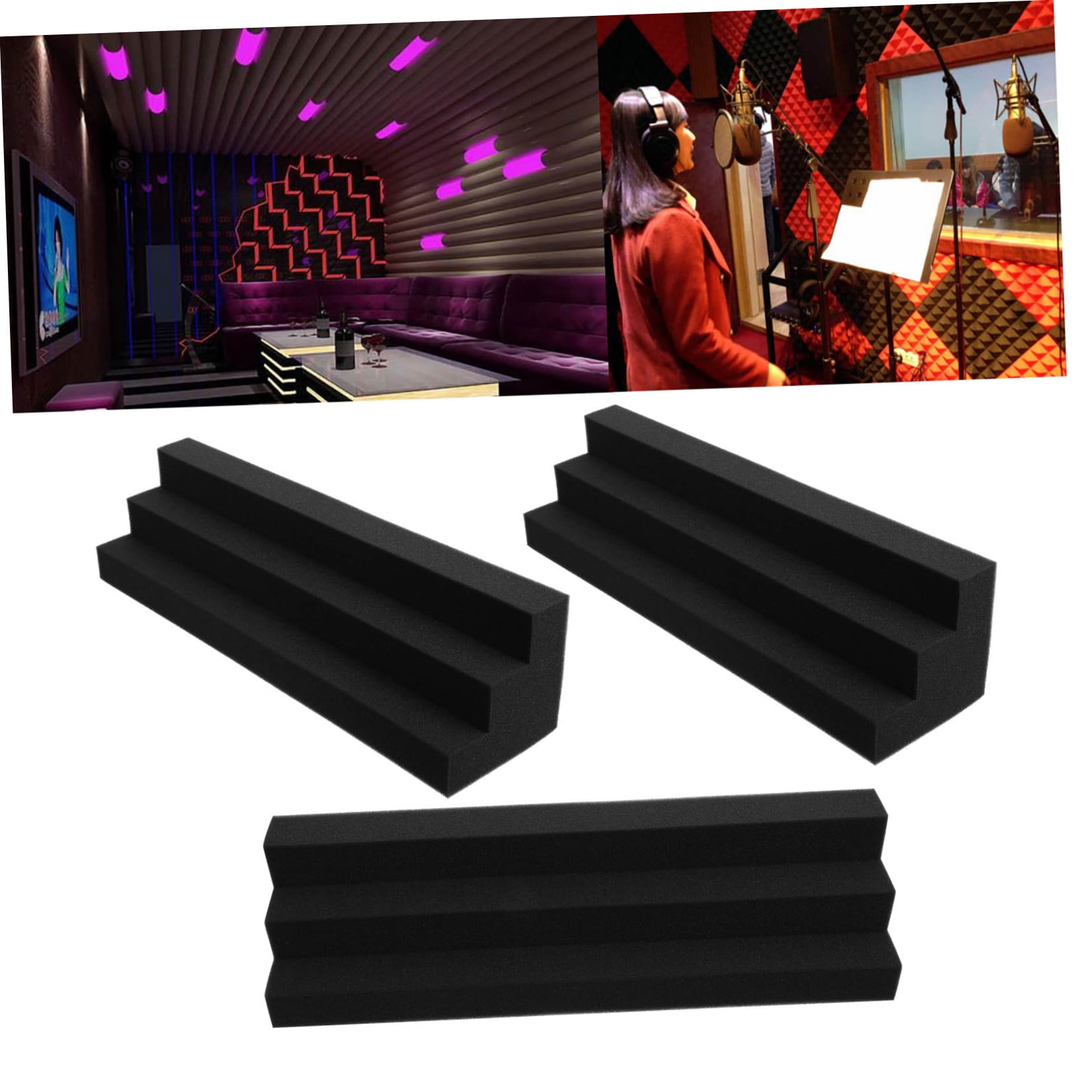 HONMEET 5-Pack Black Acoustic Soundproof Corner Panels for Echo and Reverb Noise Reduction in Home Studio