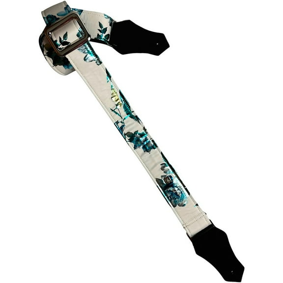 Get'm Get'm Platinum Bloom Guitar Strap White 2 in.