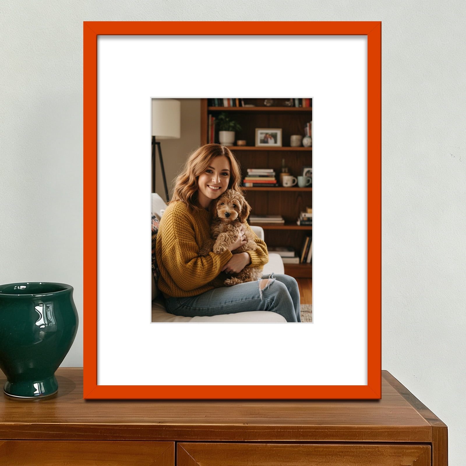 Kuxerla 2 Pack 8x10 Picture Frame Holds 5x7 Picture with Mat or 8x10 Picture without Mat,With Clear Acrylic Front and MDF Back Panel,Orange