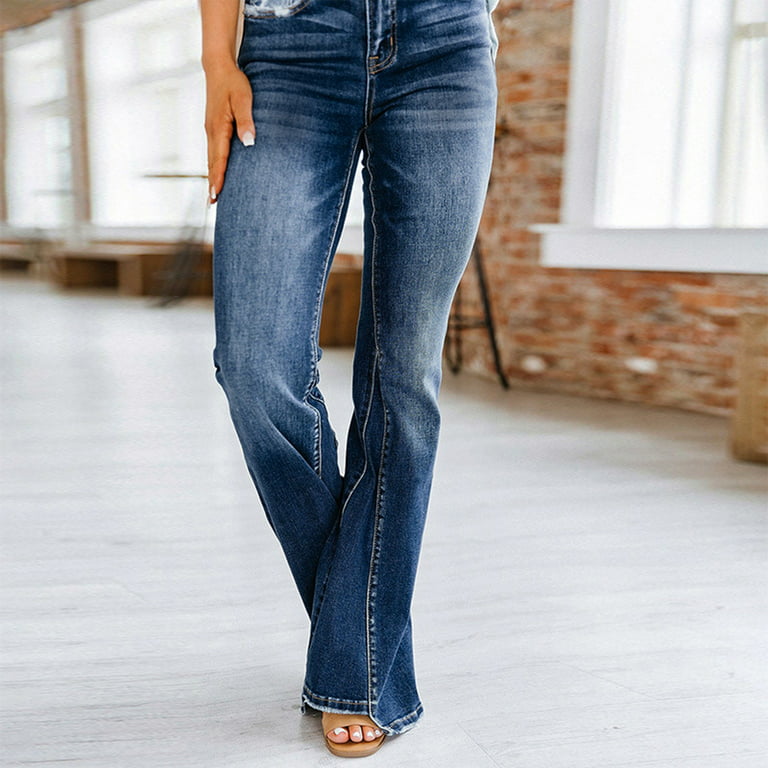 Aayomet Womens Tall Pants High Waist Flared Jeans Slim Slim Simple