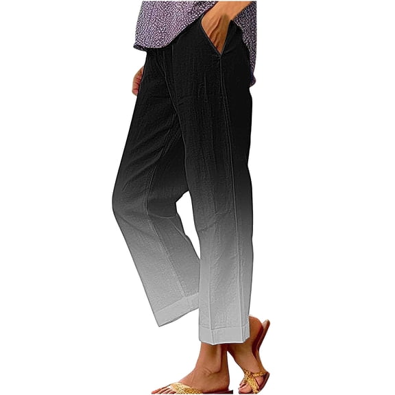 YUANGUANST Womens Dress Pants Women's Striped Design Loose Pocket Casual Pants Office Slacks