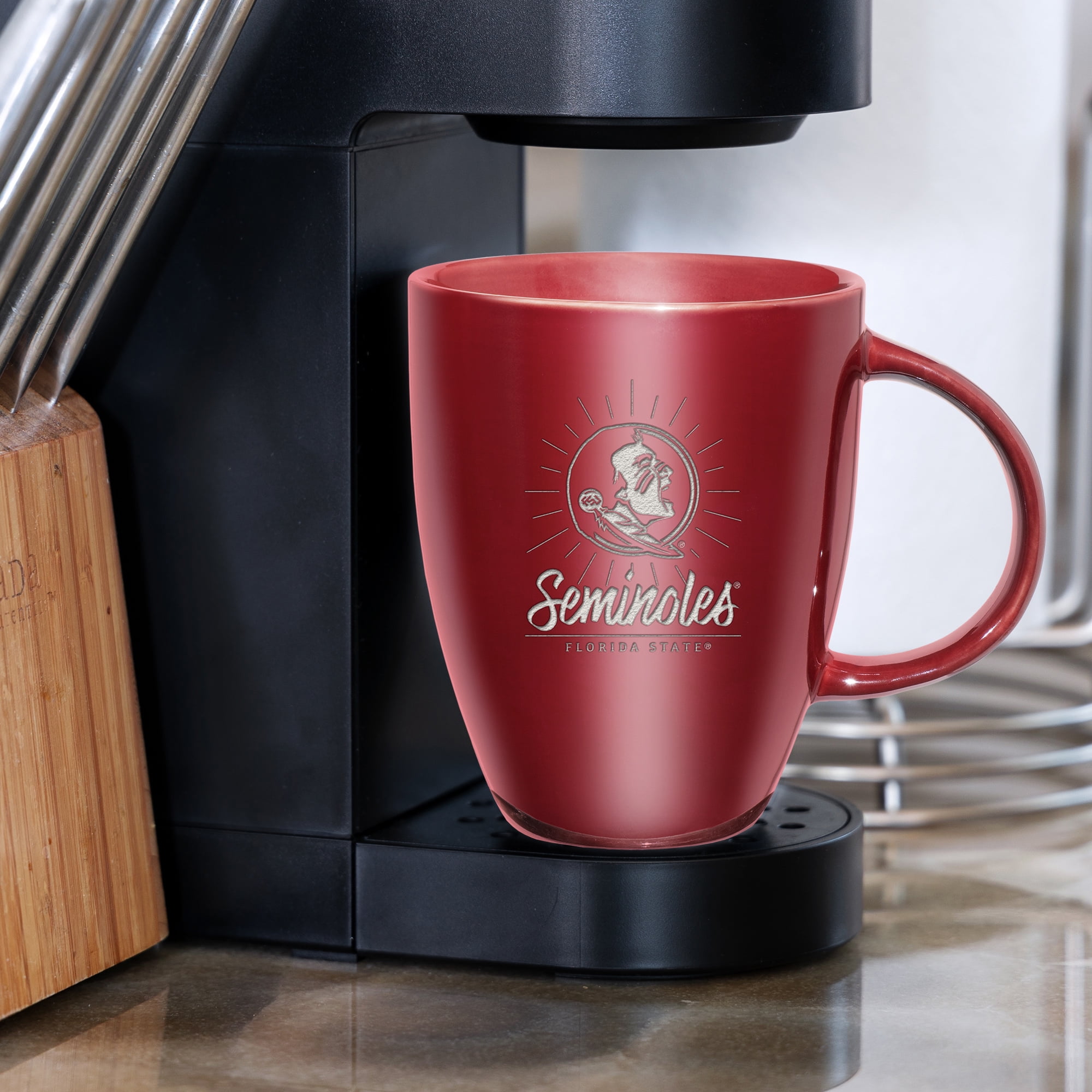 FLORIDA STATE SUNBURST 18OZ LASER ENGRAVED CERAMIC LUSTRE MUG - MAROON